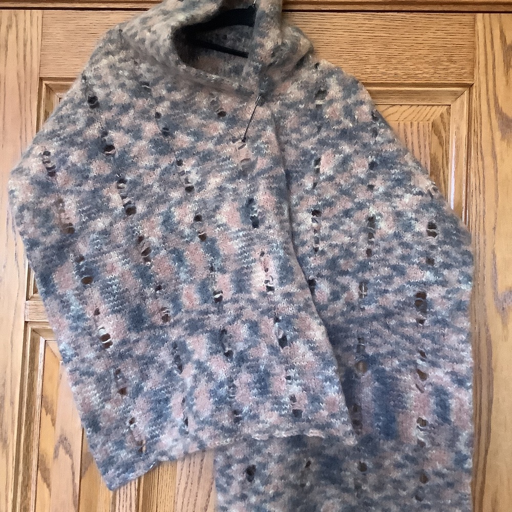 HandKnit/Felted Gorgeous Wrap….can be worn so many ways!  Beautiful muted colors